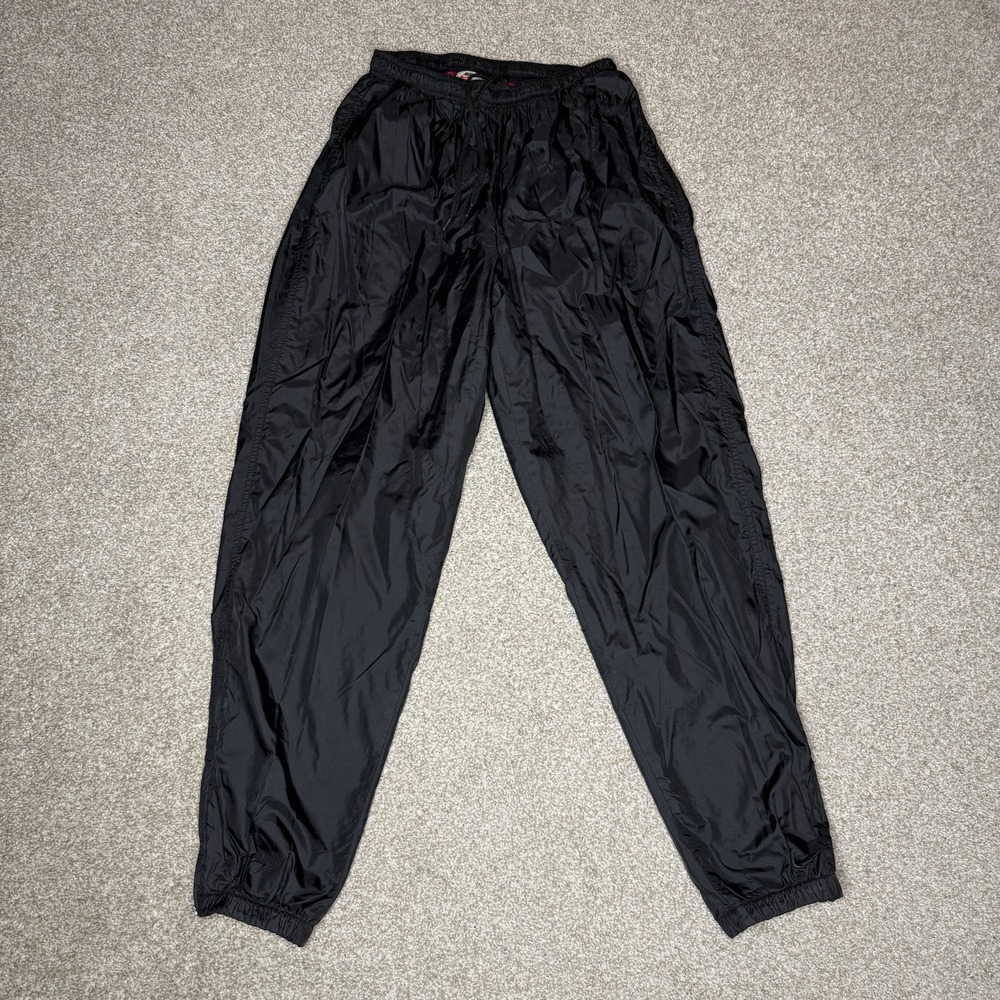 Vintage Nike Sweatpants Men's Size Large Black Nylon Distressed Baggy Joggers